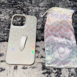 Loopy Case Opal White Cheetah iPhone Case with Finger Holder